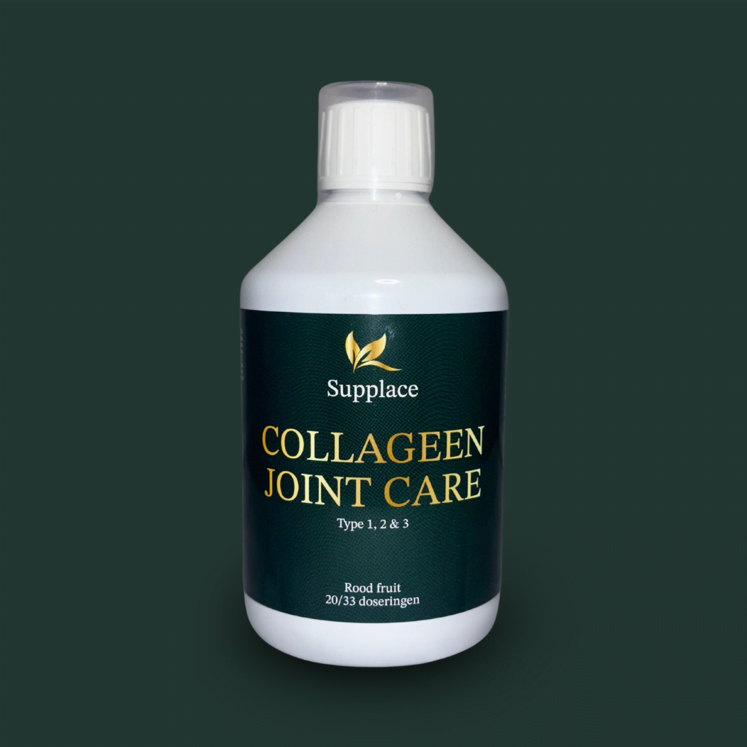 Fles Collageen Joint Care van Supplace met collageen type 1, 2 & 3 – rood fruit smaak – 20/33 doseringen